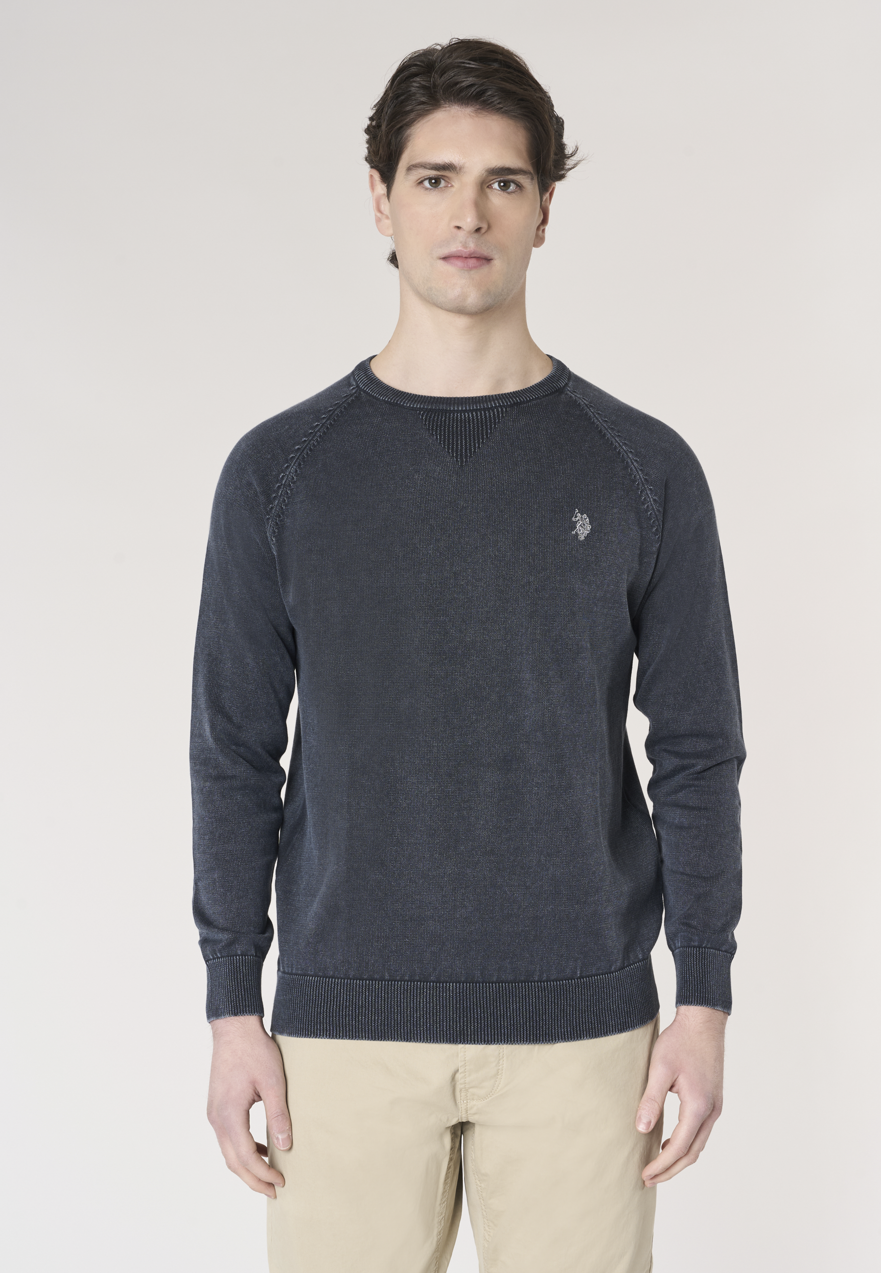 Maglia girocollo da uomo in cotone overdyed Premium Quality