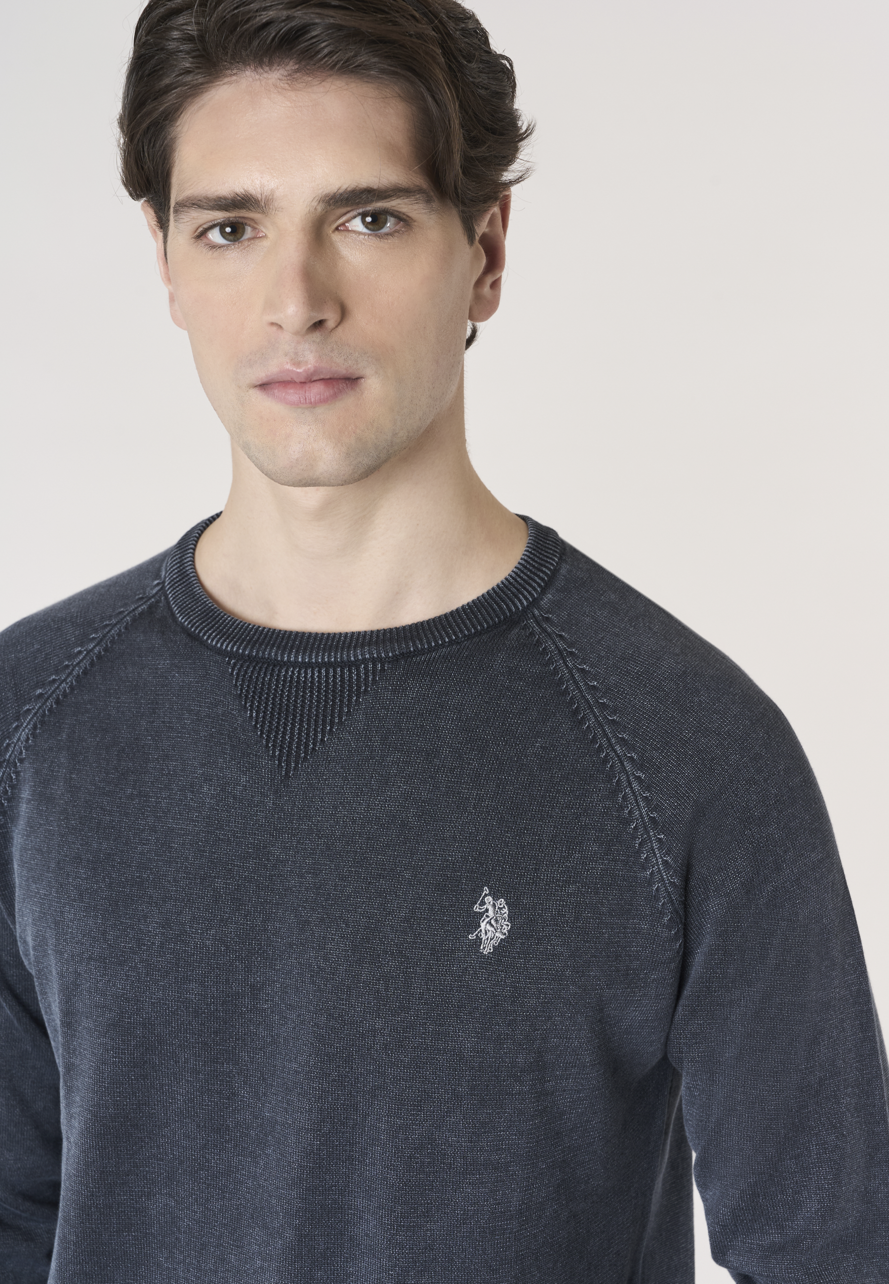 Maglia girocollo da uomo in cotone overdyed Premium Quality