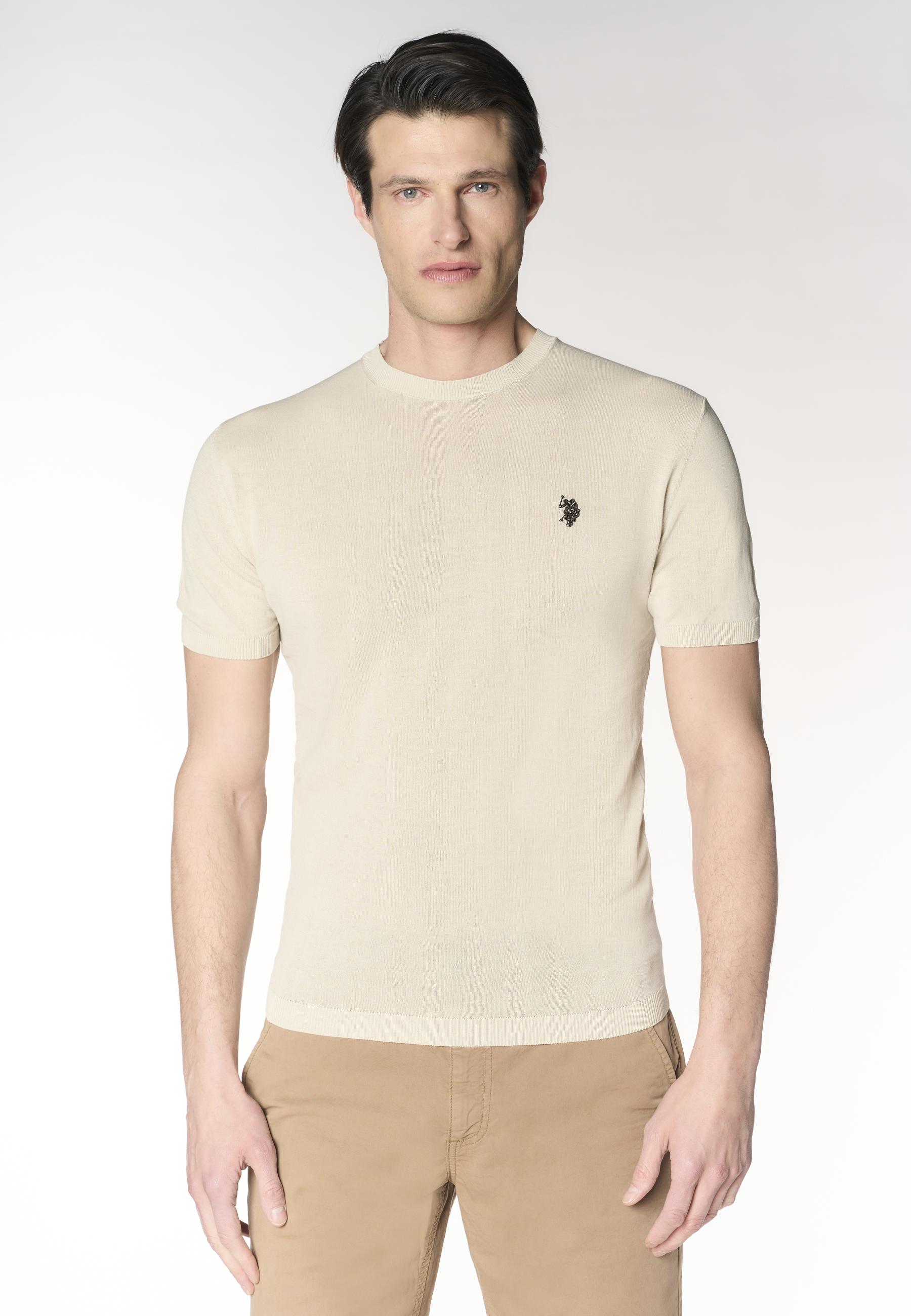 Maglia girocollo da uomo a maniche corte in cotone crepe premium quality