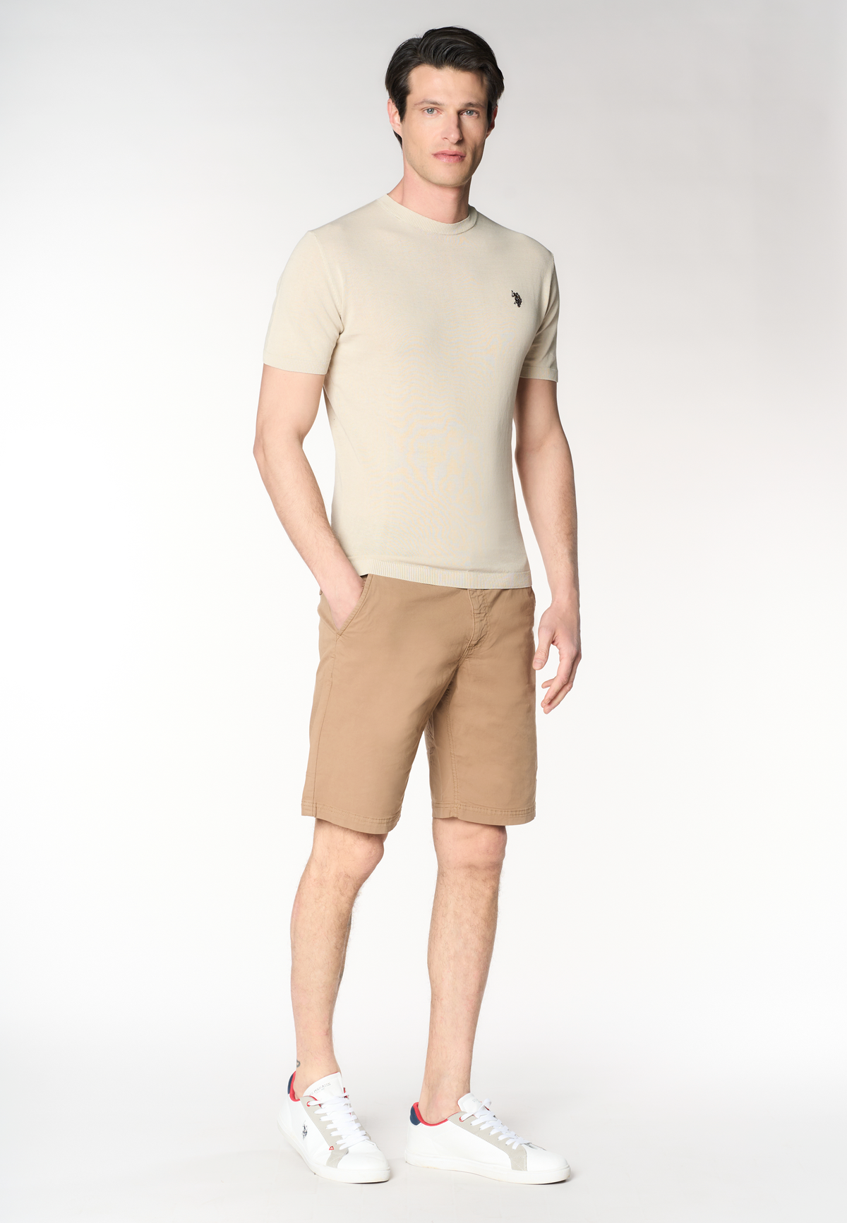 Maglia girocollo da uomo a maniche corte in cotone crepe premium quality