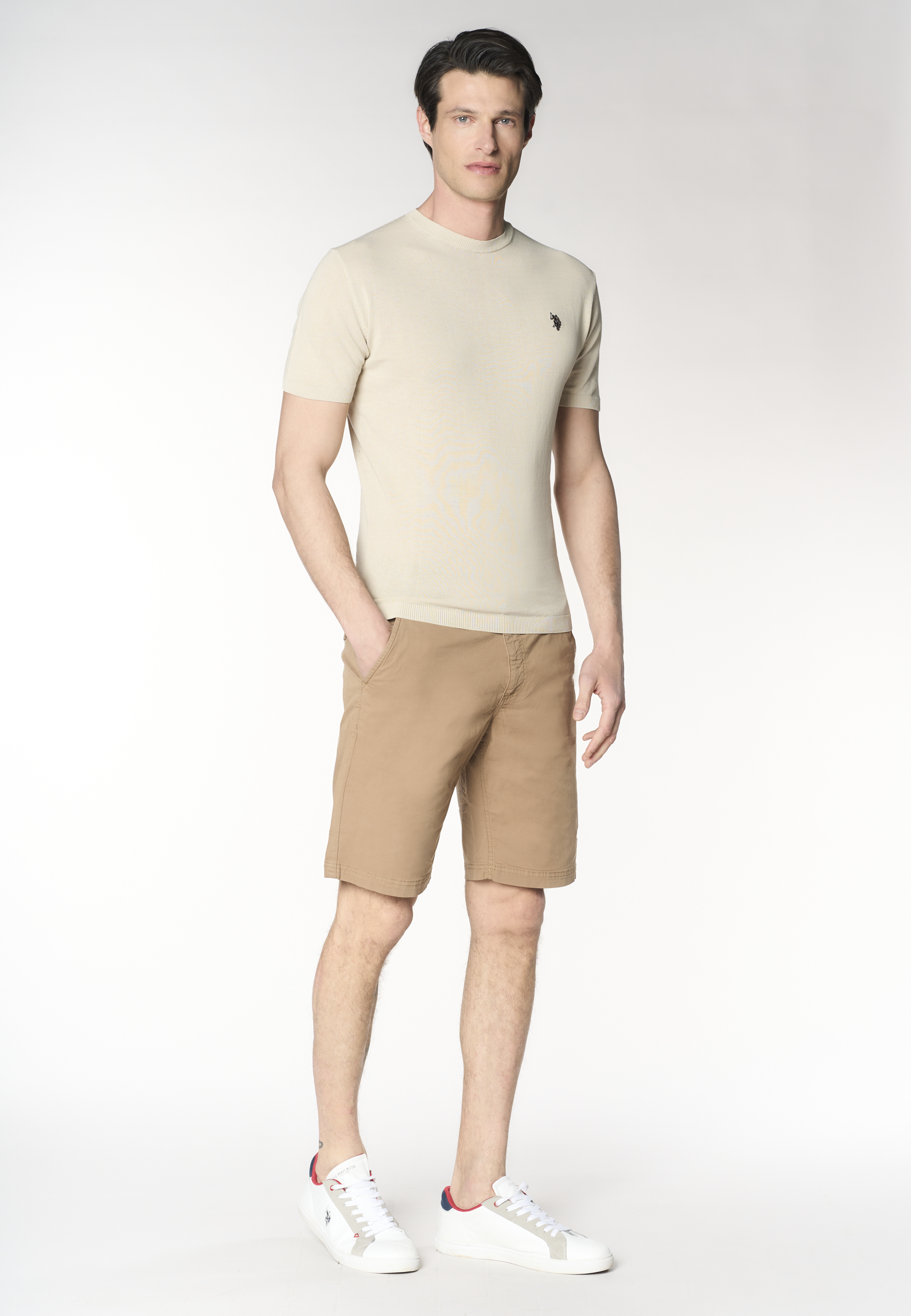 Maglia girocollo da uomo a maniche corte in cotone crepe premium quality