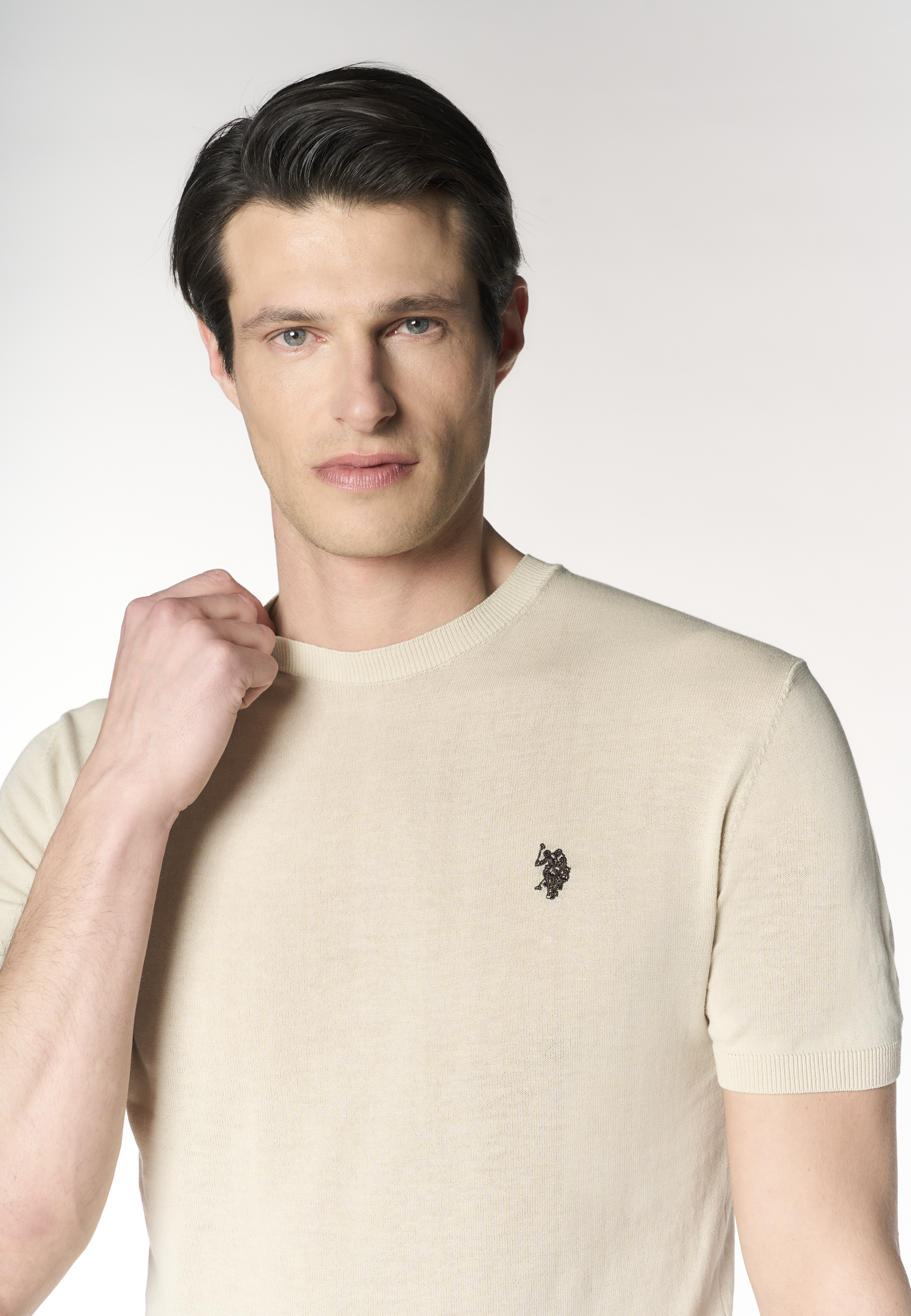 Maglia girocollo da uomo a maniche corte in cotone crepe premium quality