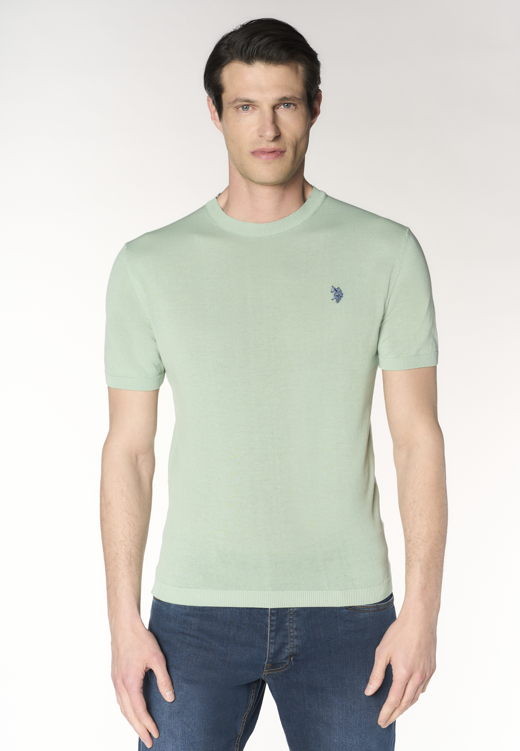 Maglia girocollo da uomo a maniche corte in cotone crepe premium quality