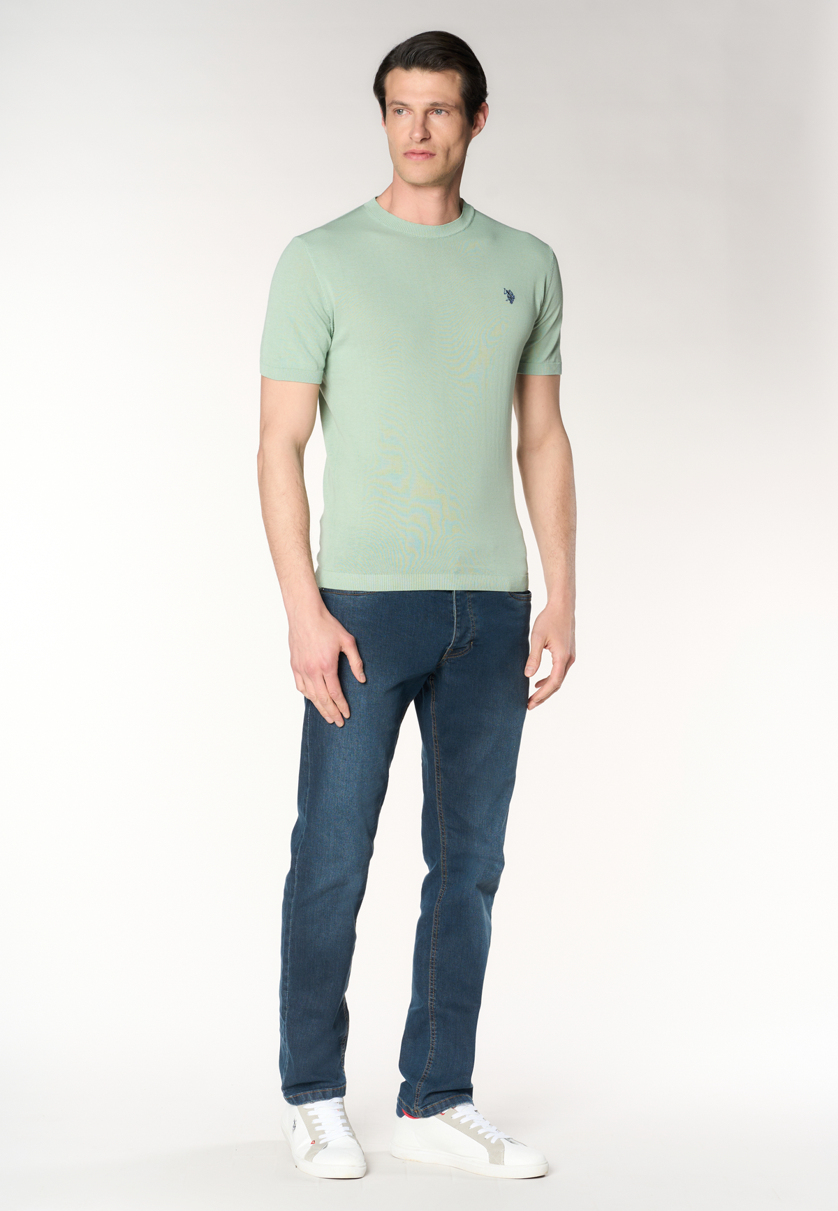 Maglia girocollo da uomo a maniche corte in cotone crepe premium quality