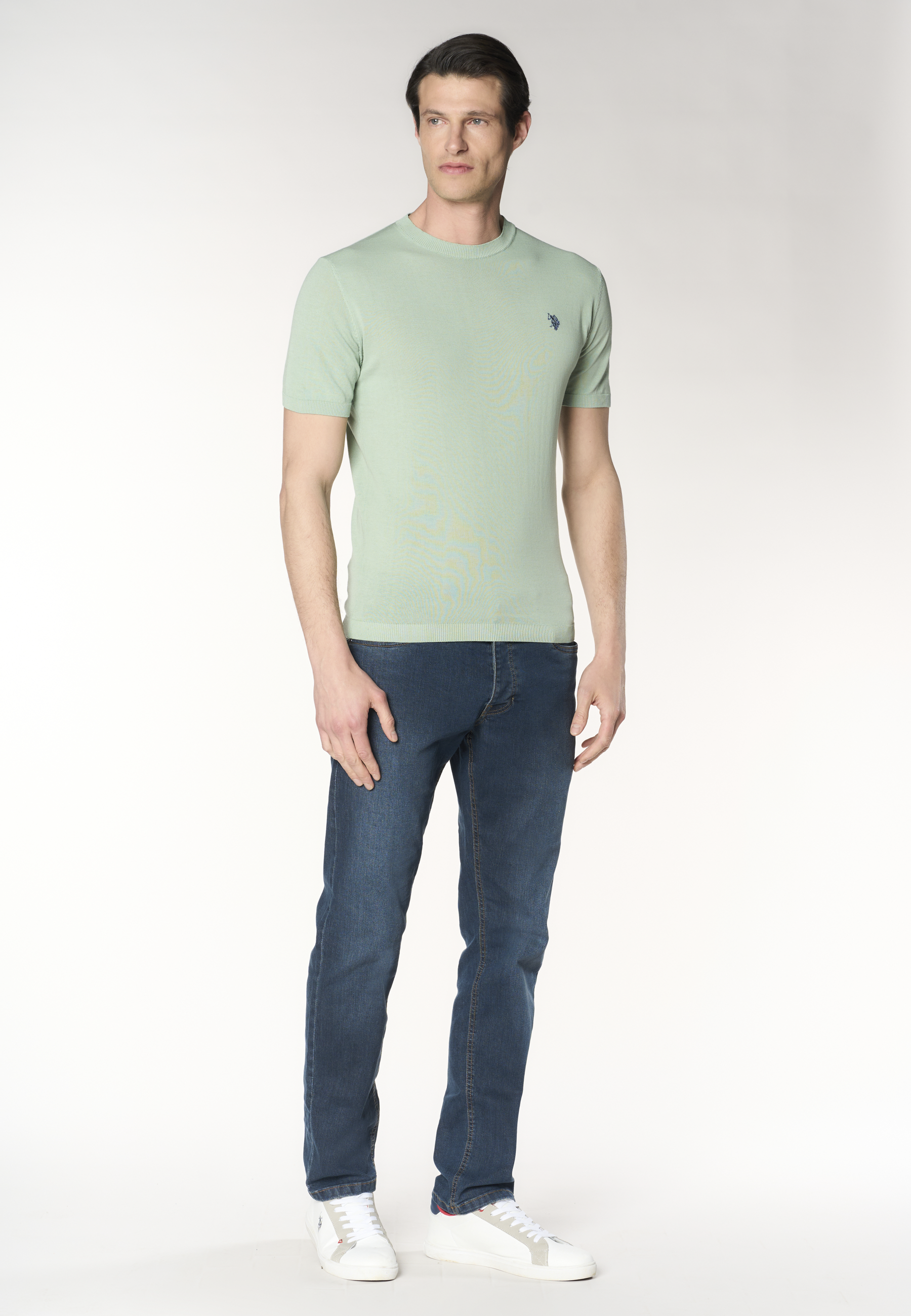 Maglia girocollo da uomo a maniche corte in cotone crepe premium quality