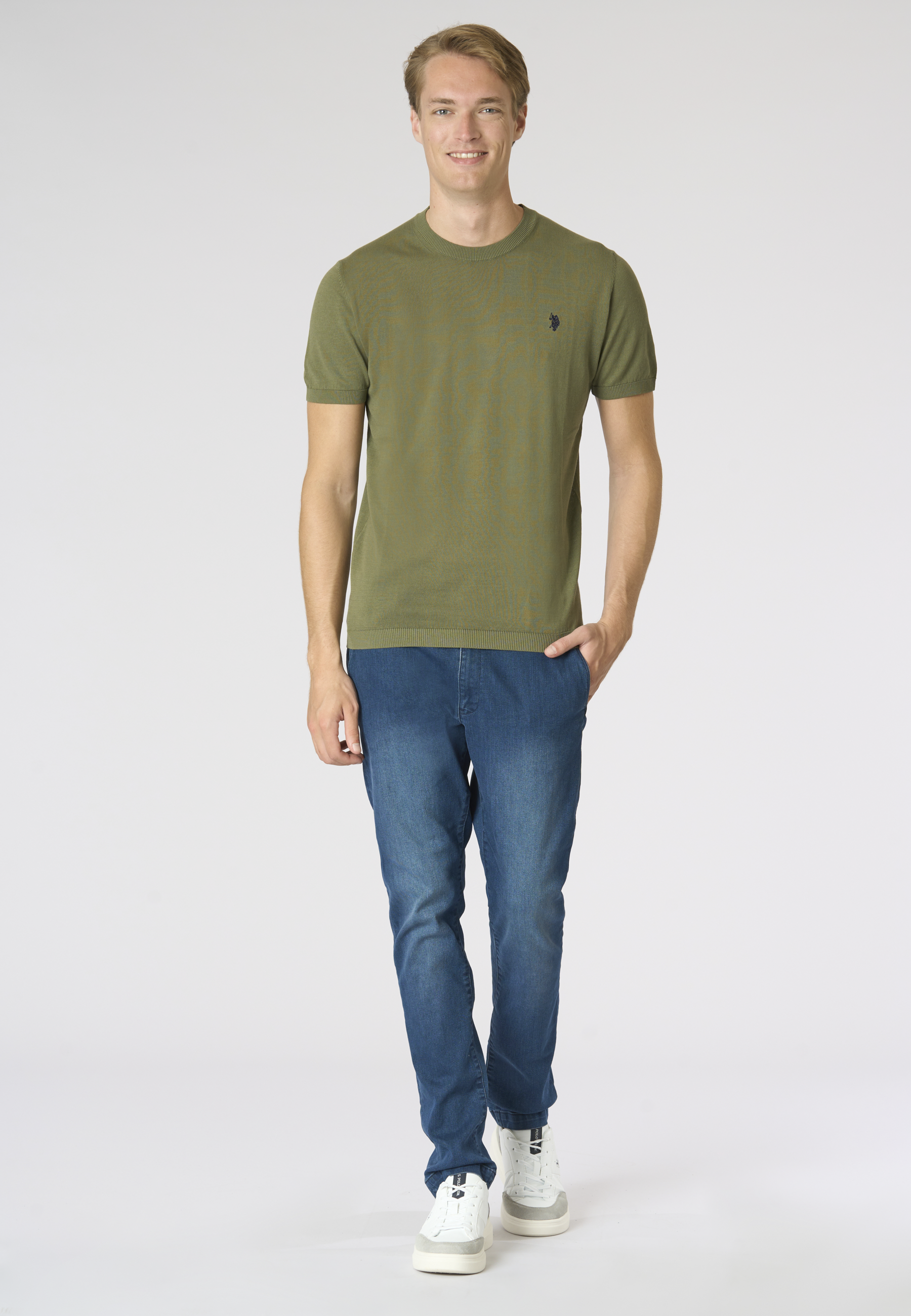 Maglia girocollo da uomo a maniche corte in cotone crepe premium quality