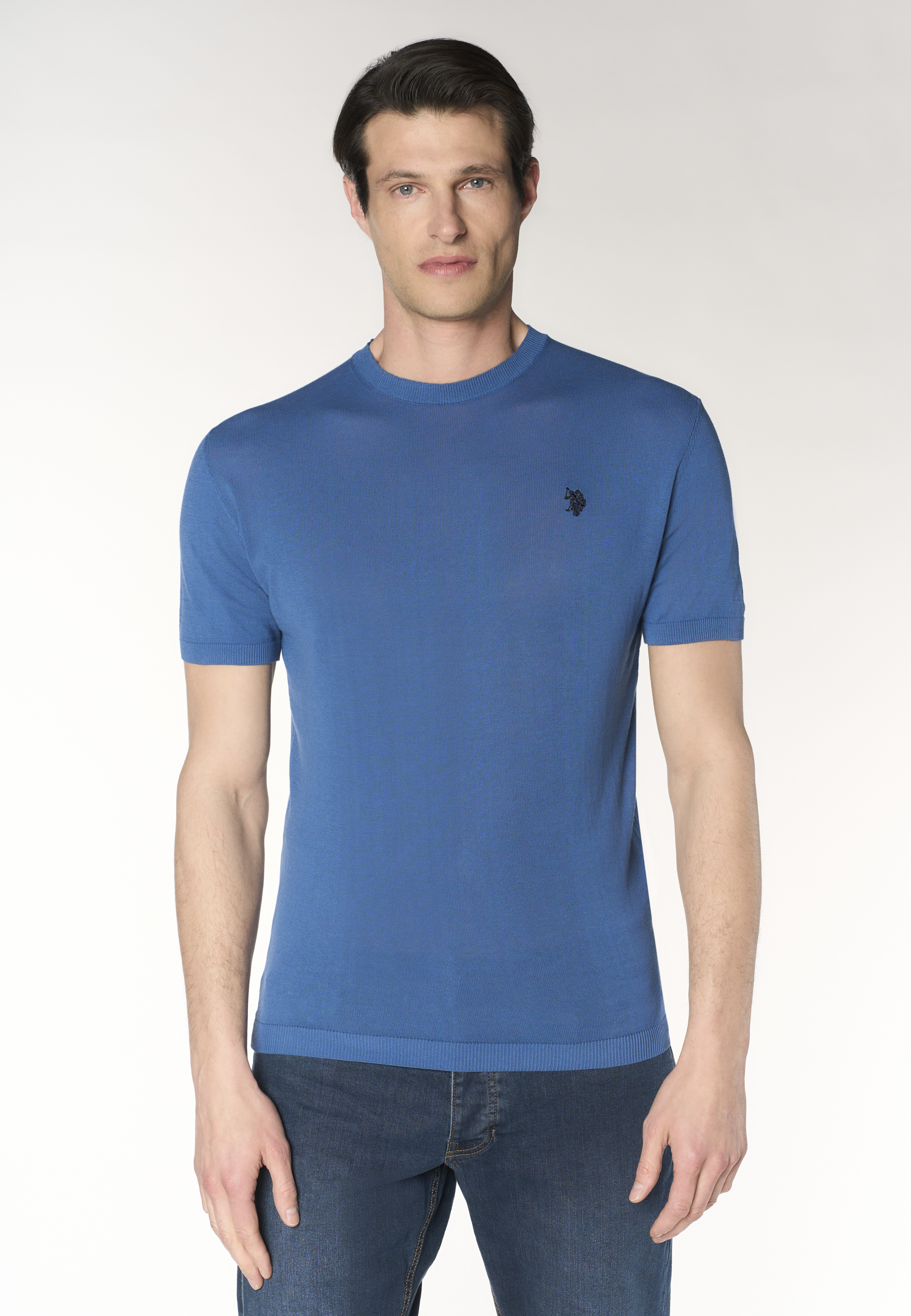 Maglia girocollo da uomo a maniche corte in cotone crepe premium quality