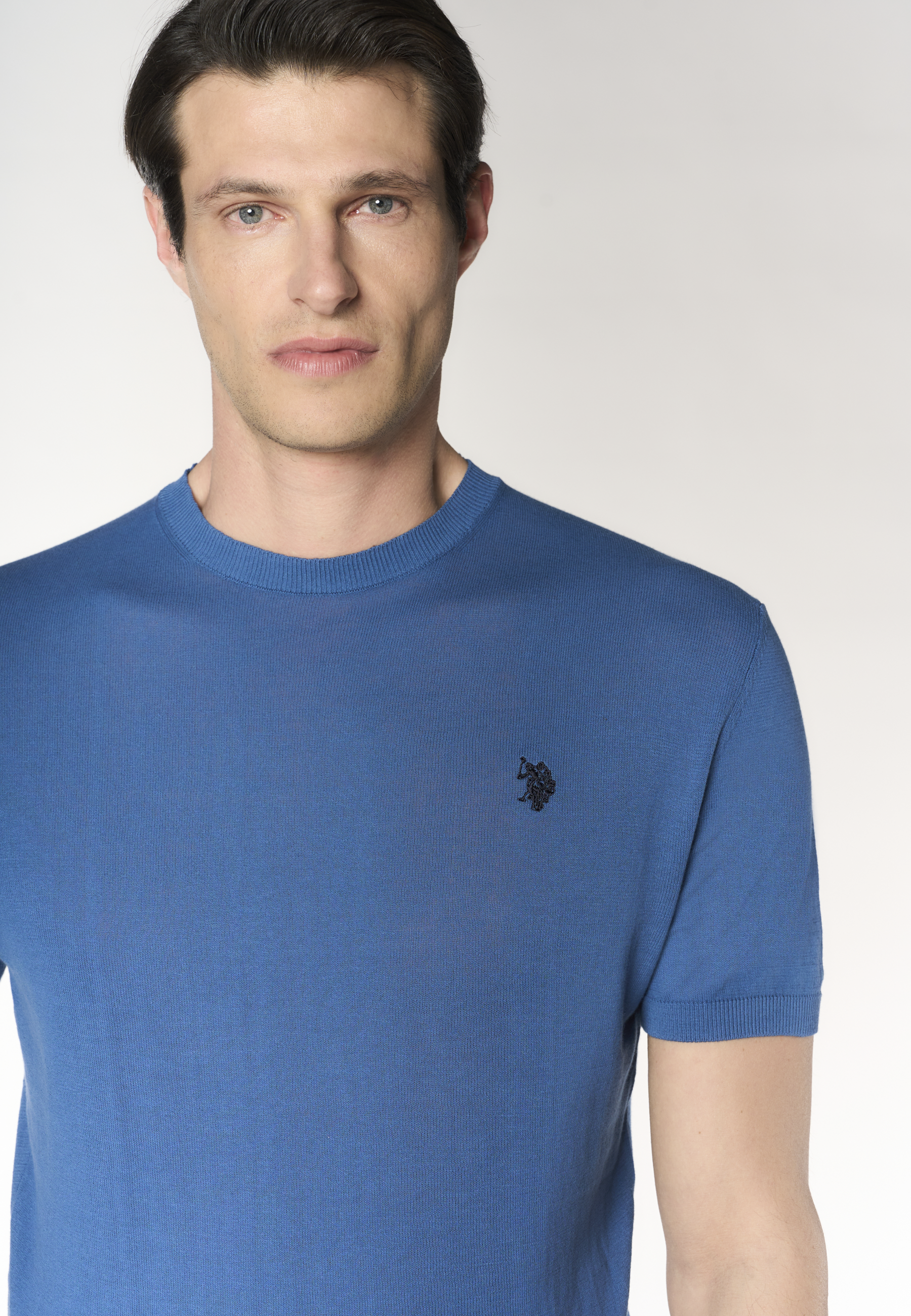 Maglia girocollo da uomo a maniche corte in cotone crepe premium quality