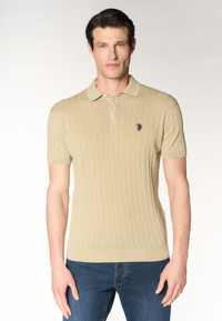 Polo shirt da uomo in maglia di cotone con lavorazione a coste