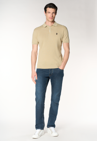Polo shirt da uomo in maglia di cotone con lavorazione a coste