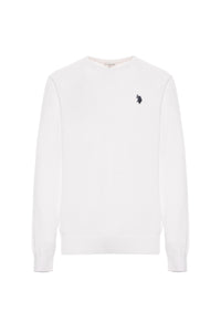 Maglia girocollo in cotone con logo ricamato