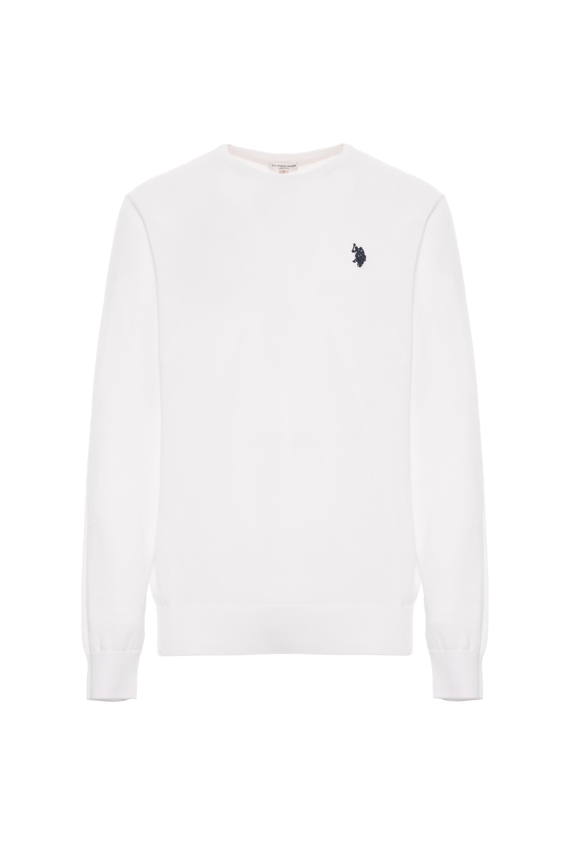 Maglia girocollo in cotone con logo ricamato