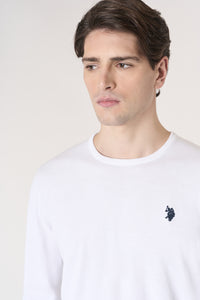 Maglia girocollo in cotone con logo ricamato