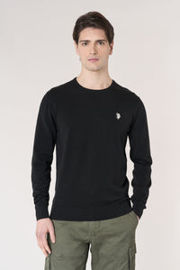 Maglia girocollo in cotone con logo ricamato