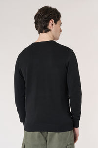 Maglia girocollo in cotone con logo ricamato