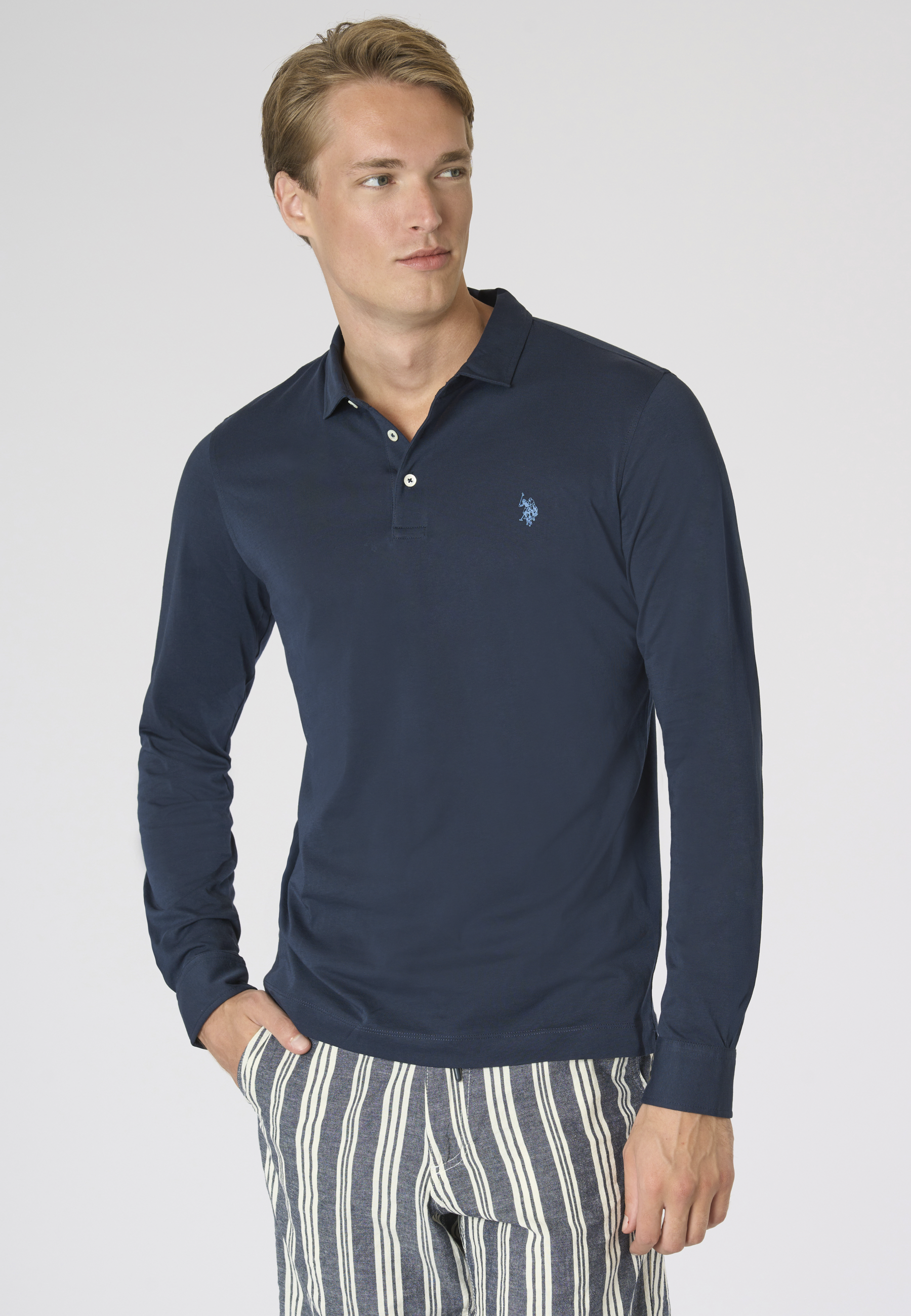 Polo shirt da uomo a maniche lunghe in cotone Premium Quality