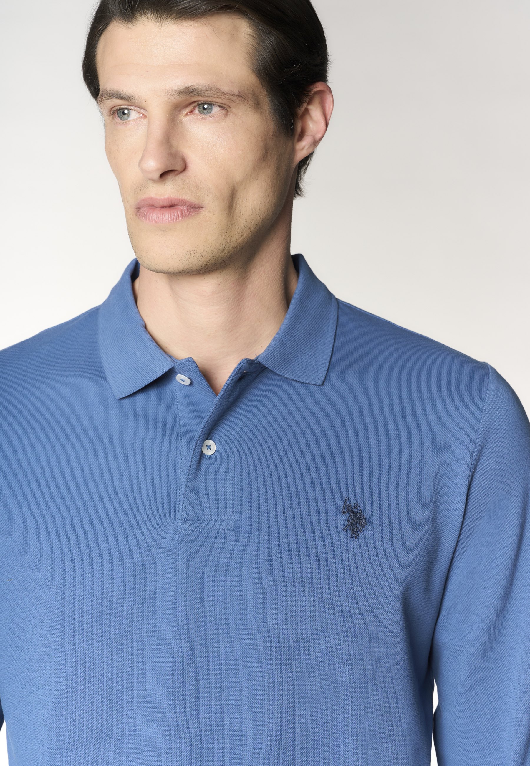 Polo shirt da uomo a maniche lunghe in cotone piquet