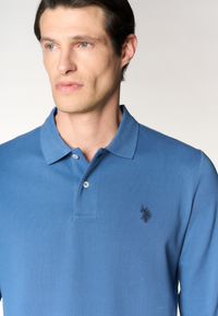 Polo shirt da uomo a maniche lunghe in cotone piquet
