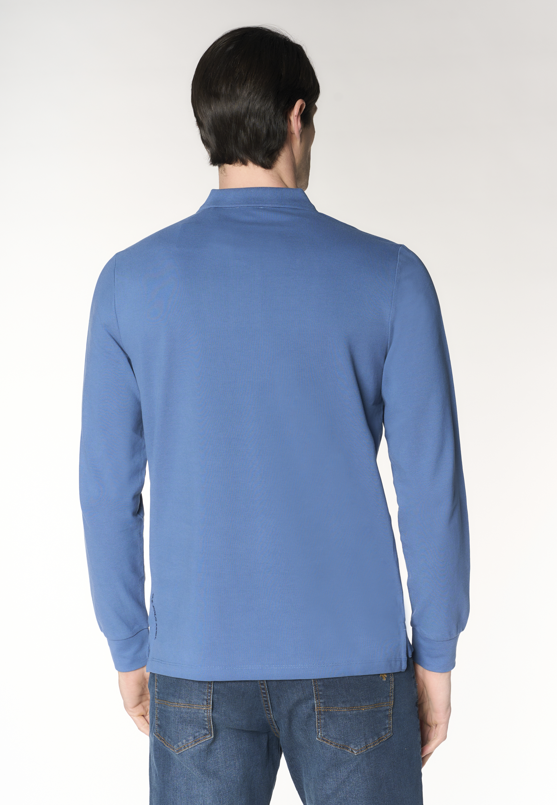 Polo shirt da uomo a maniche lunghe in cotone piquet