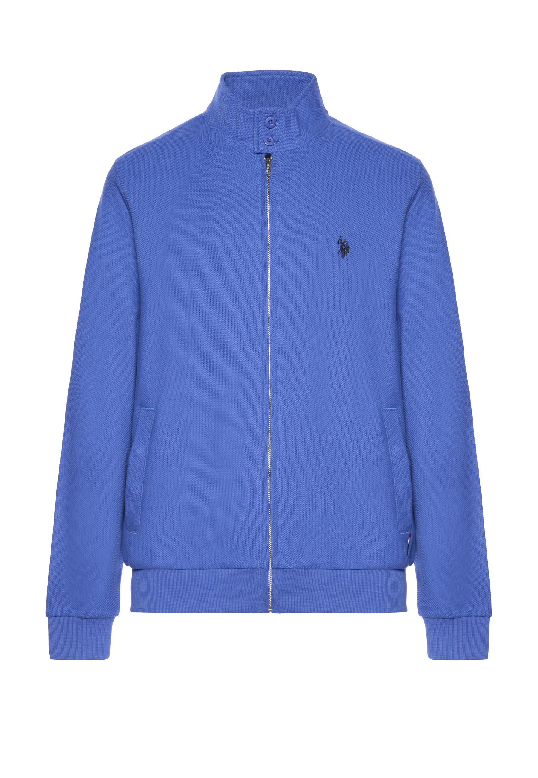 Felpa da uomo in cotone con full zip e bottoni sul colletto