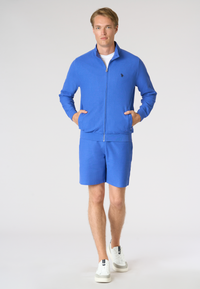 Felpa da uomo in cotone con full zip e bottoni sul colletto