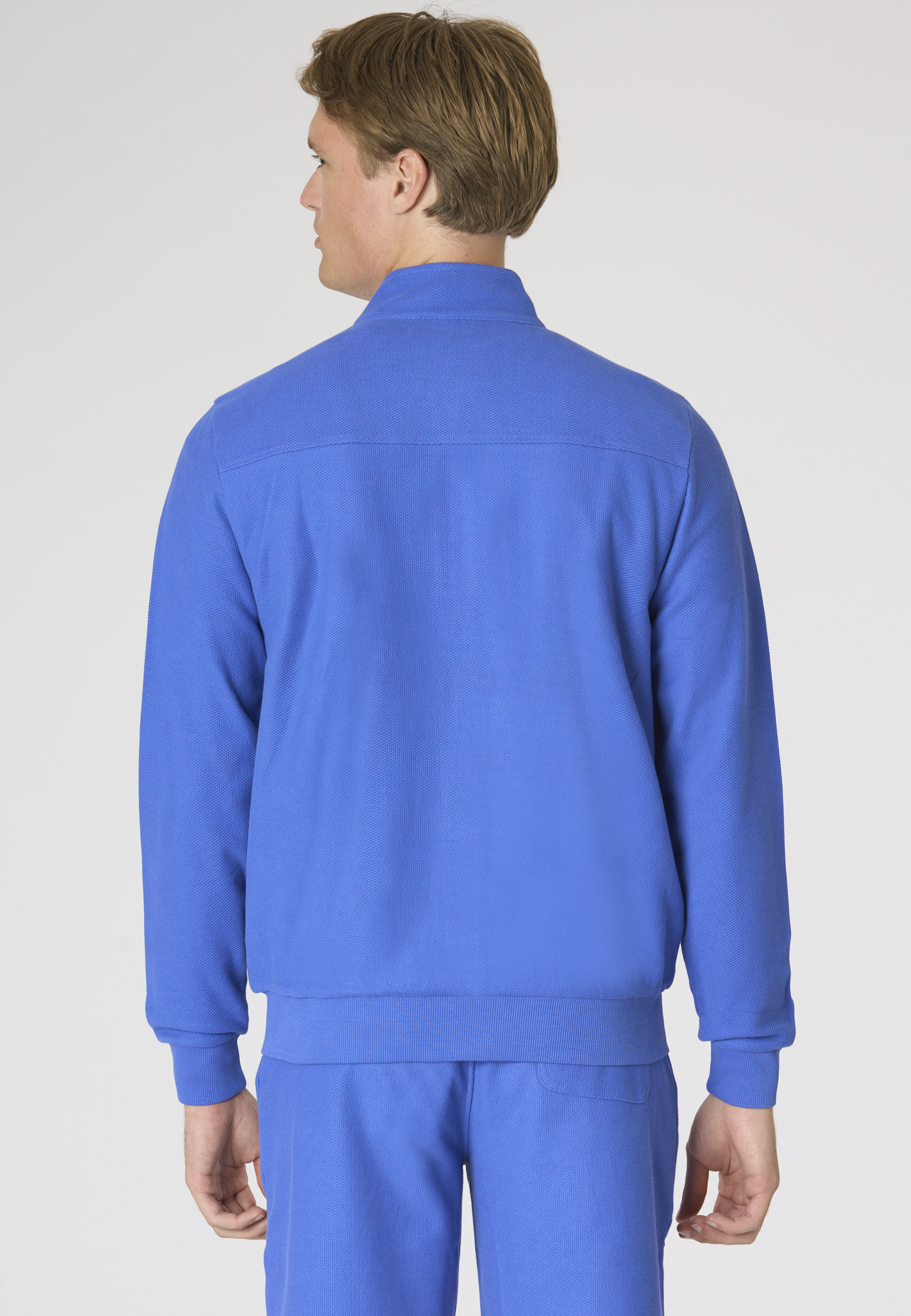 Felpa da uomo in cotone con full zip e bottoni sul colletto