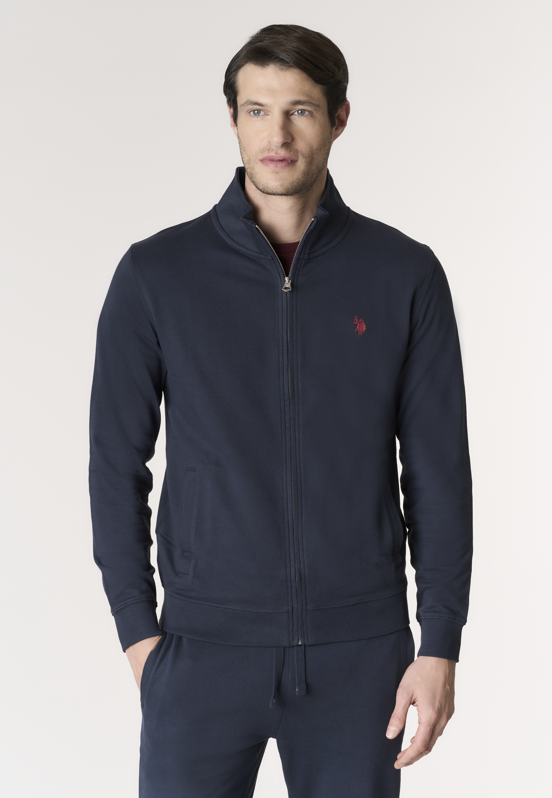 Felpa da uomo full zip a collo alto