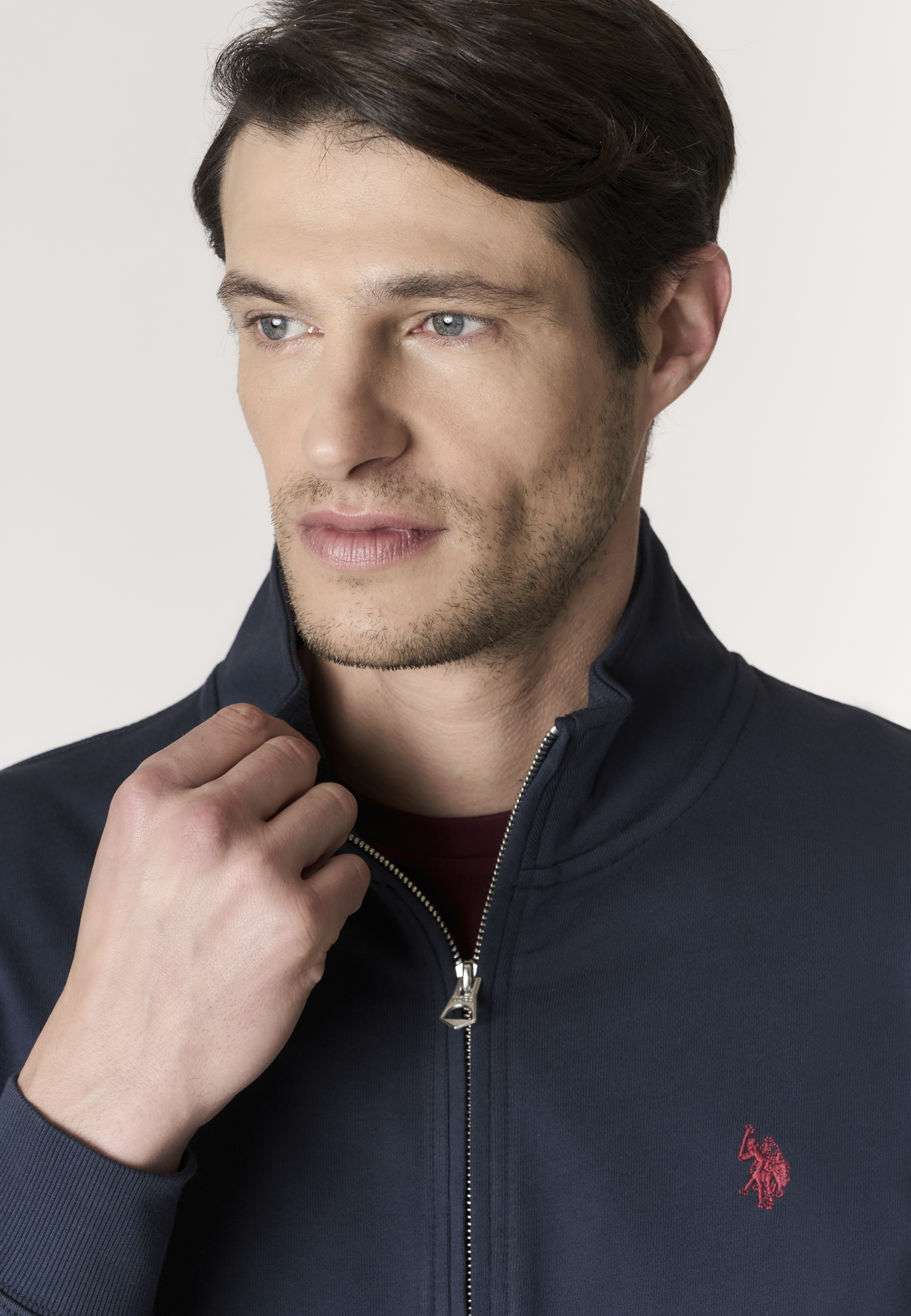 Felpa da uomo full zip a collo alto