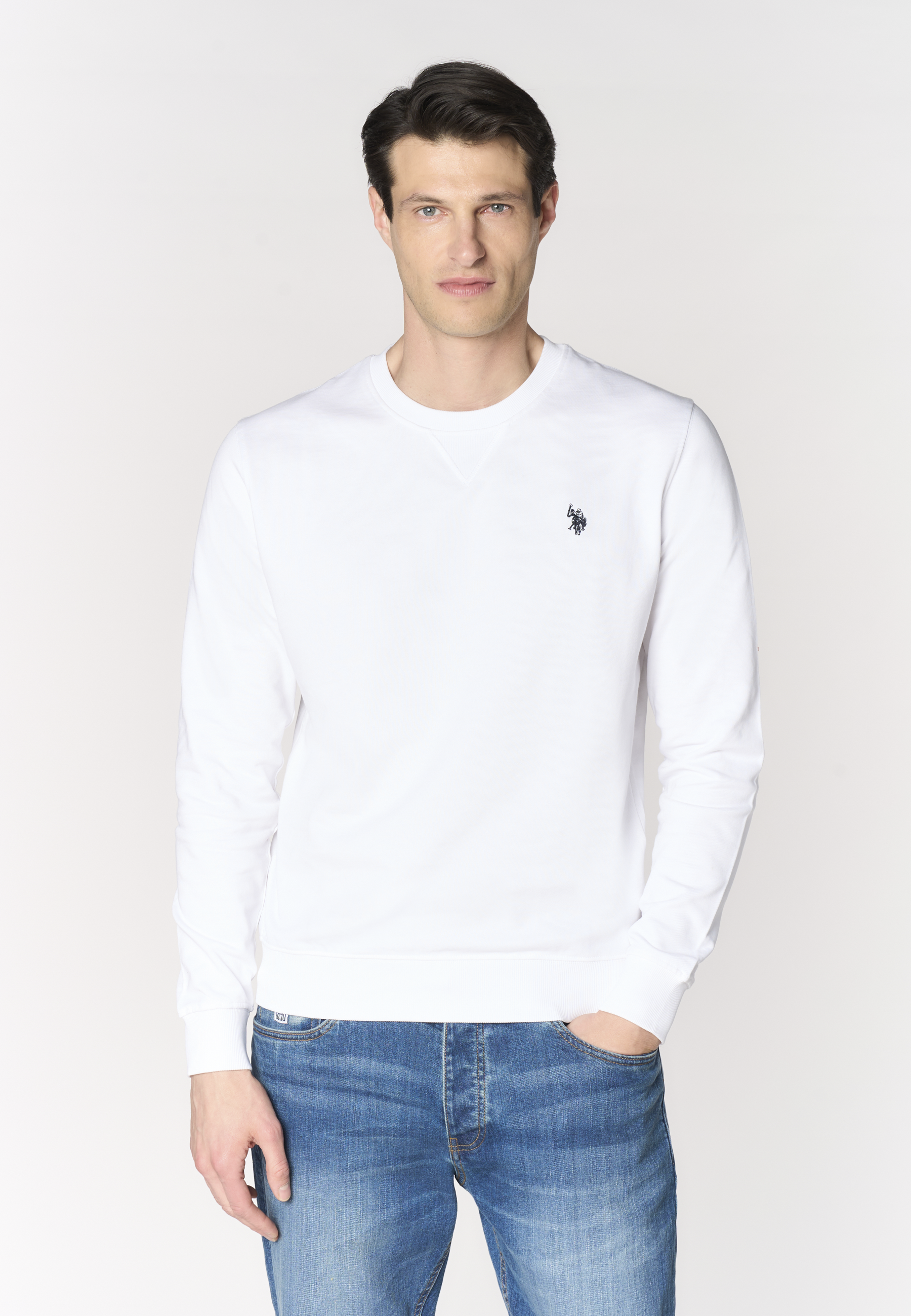 Felpa girocollo da uomo in cotone con logo