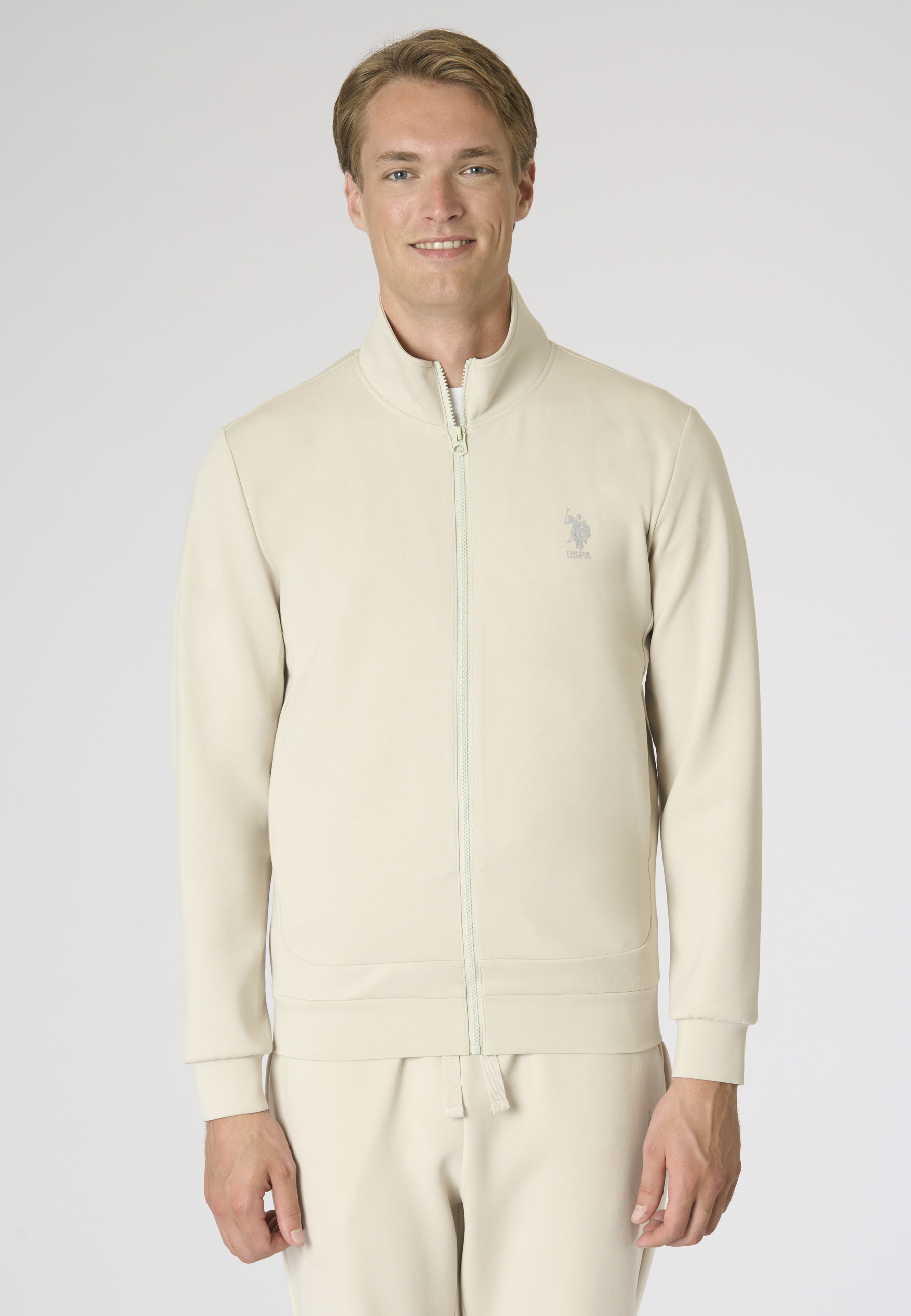 Felpa da uomo full zip in scuba fleece con collo alto