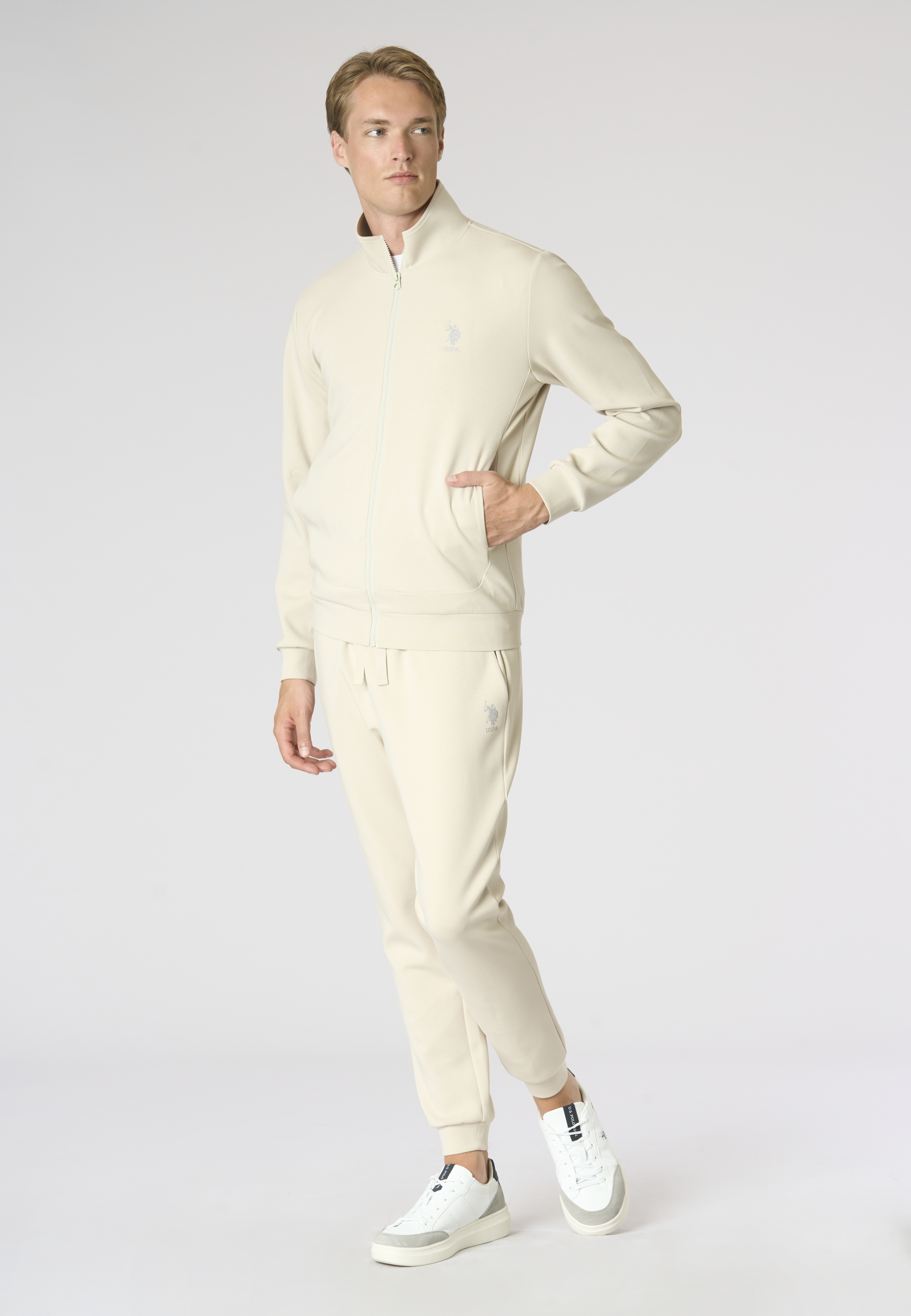 Felpa da uomo full zip in scuba fleece con collo alto