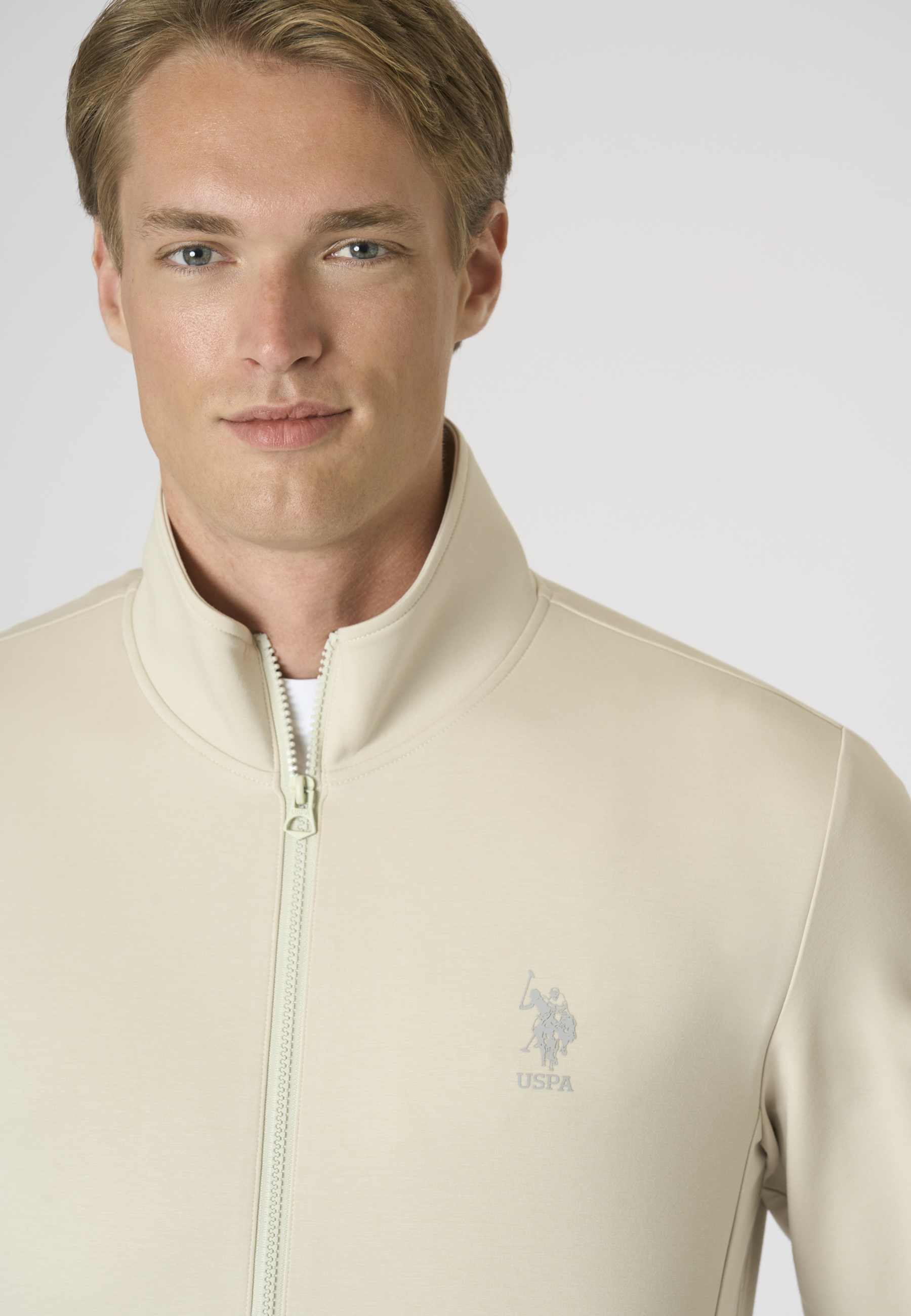 Felpa da uomo full zip in scuba fleece con collo alto