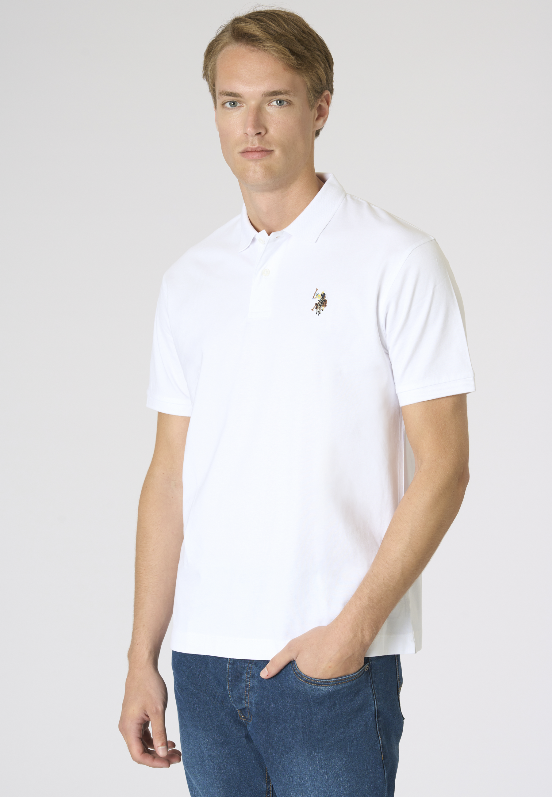 Polo shirt da uomo in cotone con logo Double Horsemen colorato