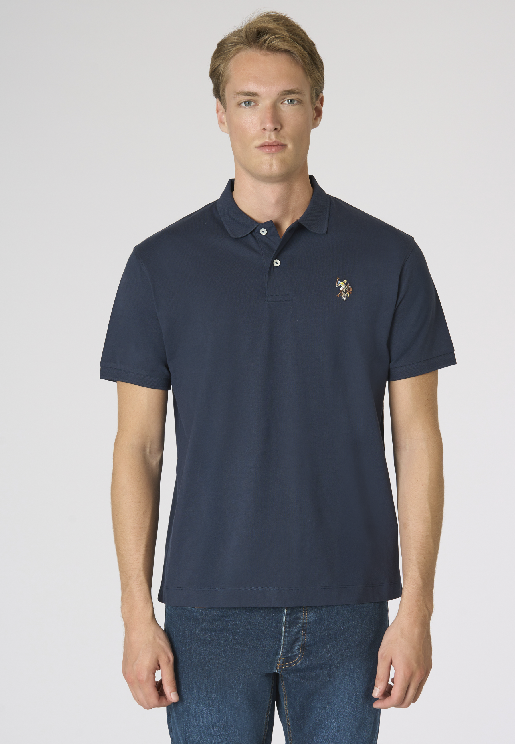 Polo shirt da uomo in cotone con logo Double Horsemen colorato