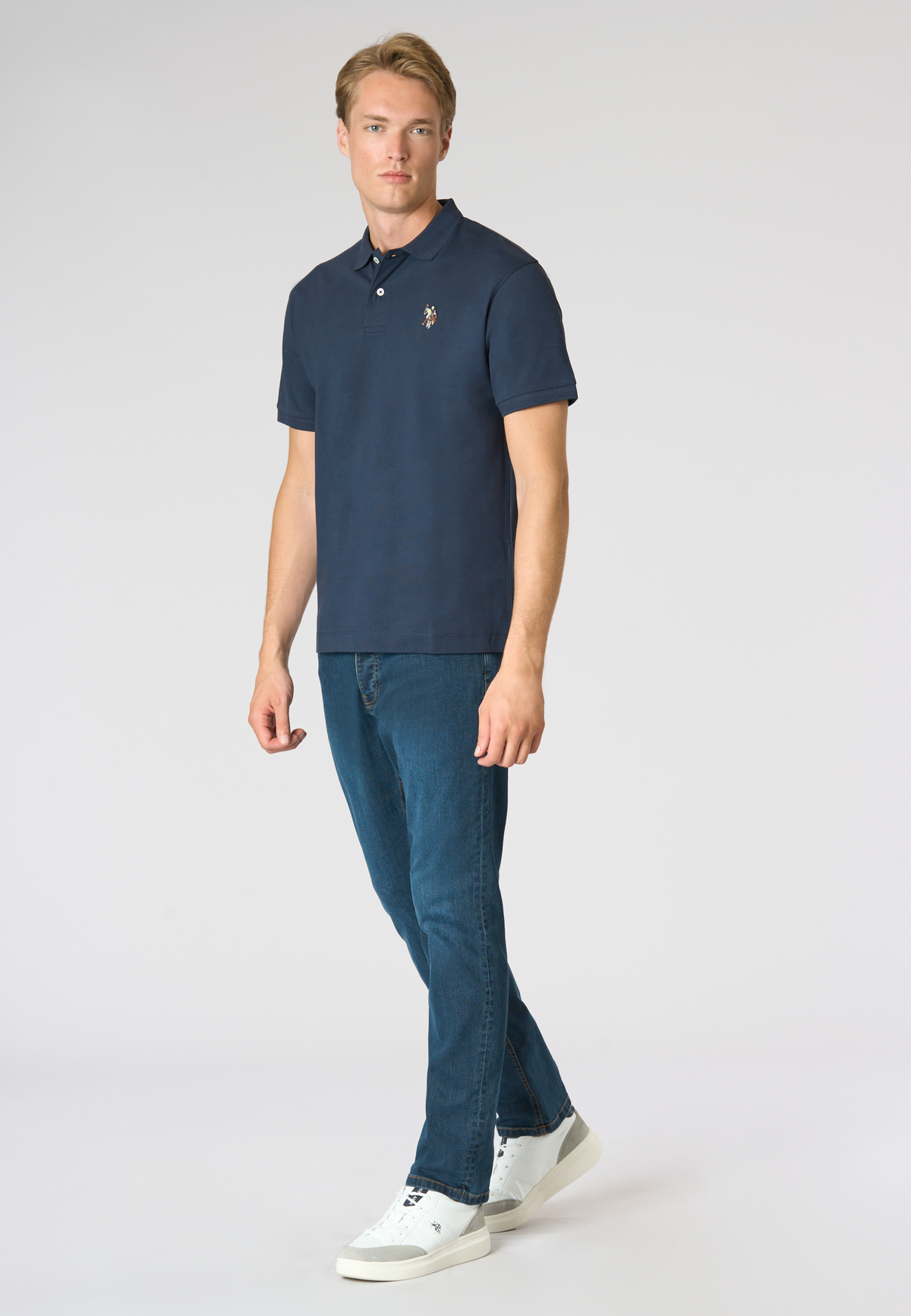 Polo shirt da uomo in cotone con logo Double Horsemen colorato