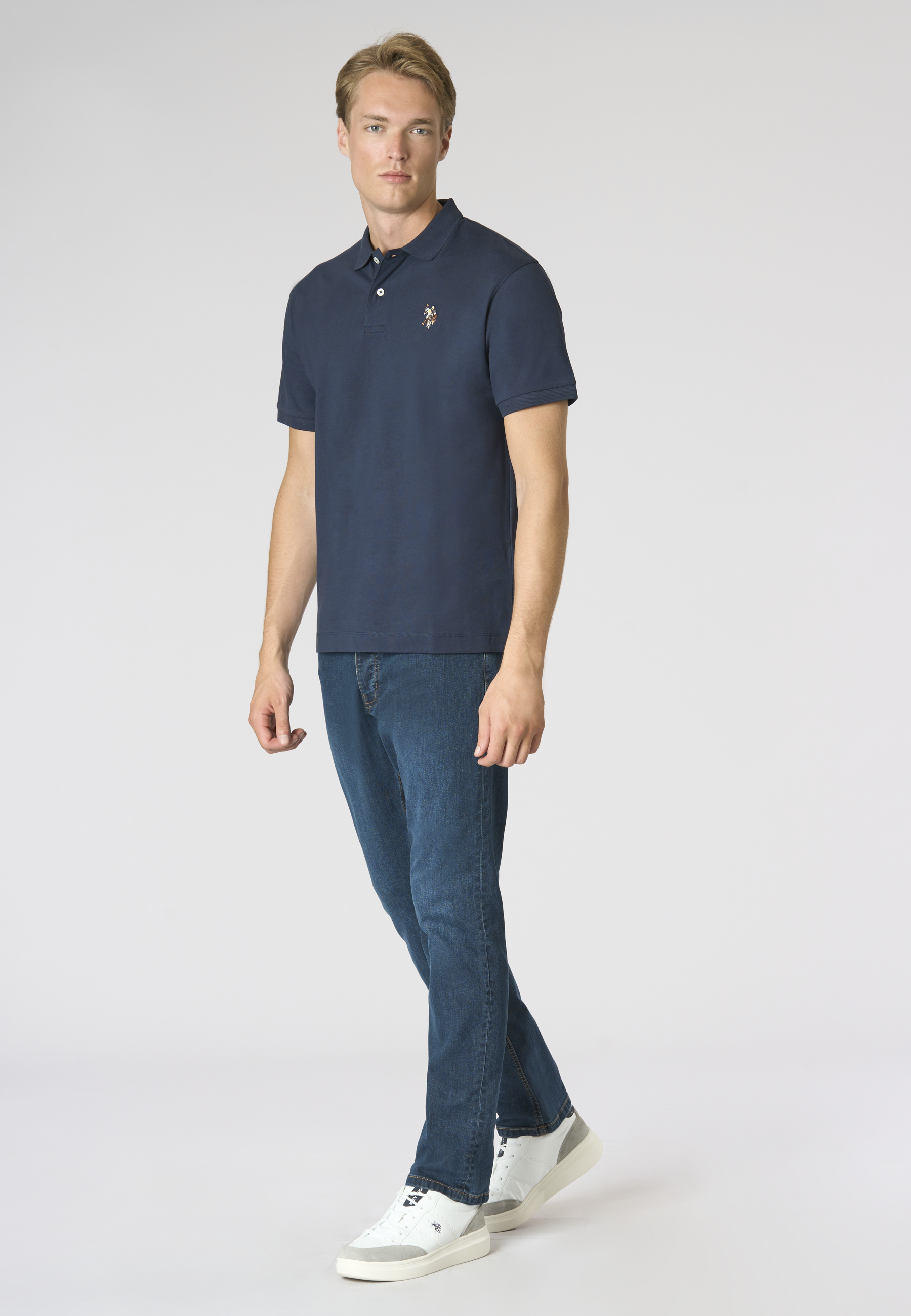 Polo shirt da uomo in cotone con logo Double Horsemen colorato