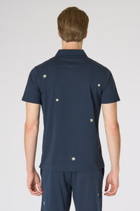 Polo shirt da uomo in cotone con ricami all over floreali