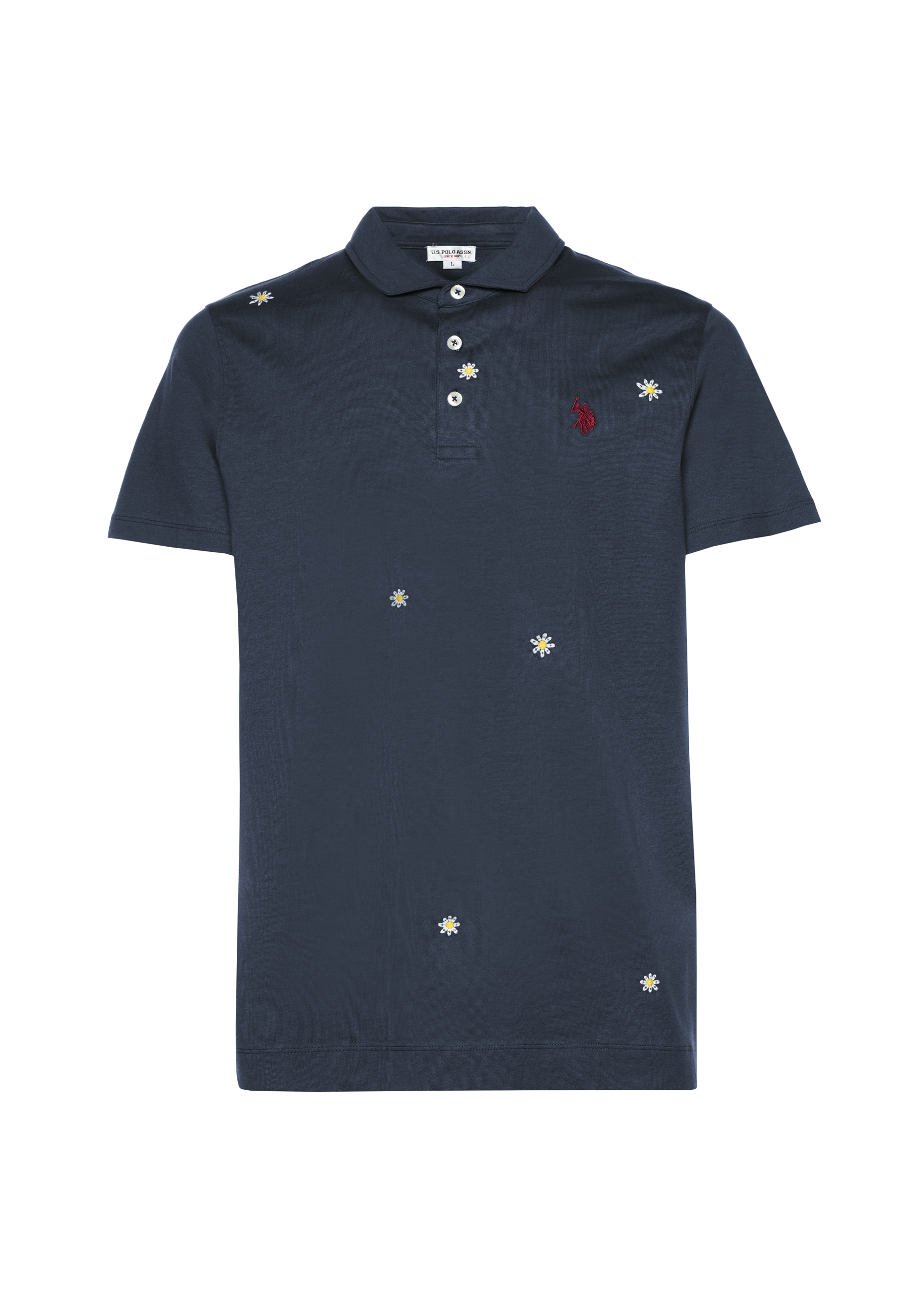 Polo shirt da uomo in cotone con ricami all over floreali