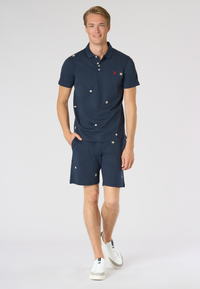 Polo shirt da uomo in cotone con ricami all over floreali
