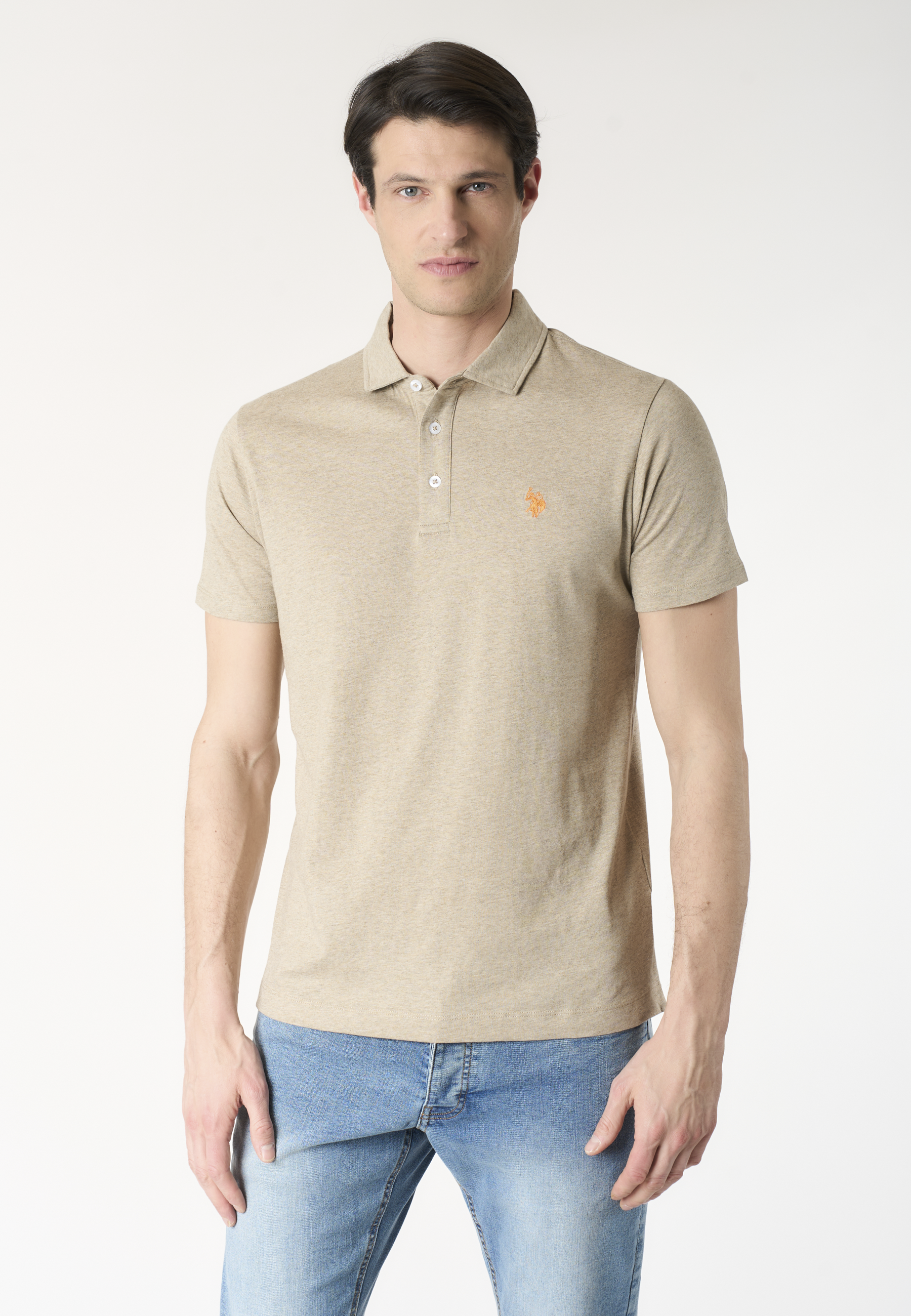 Polo shirt a maniche corte in cotone jersey mélange Premium Quality