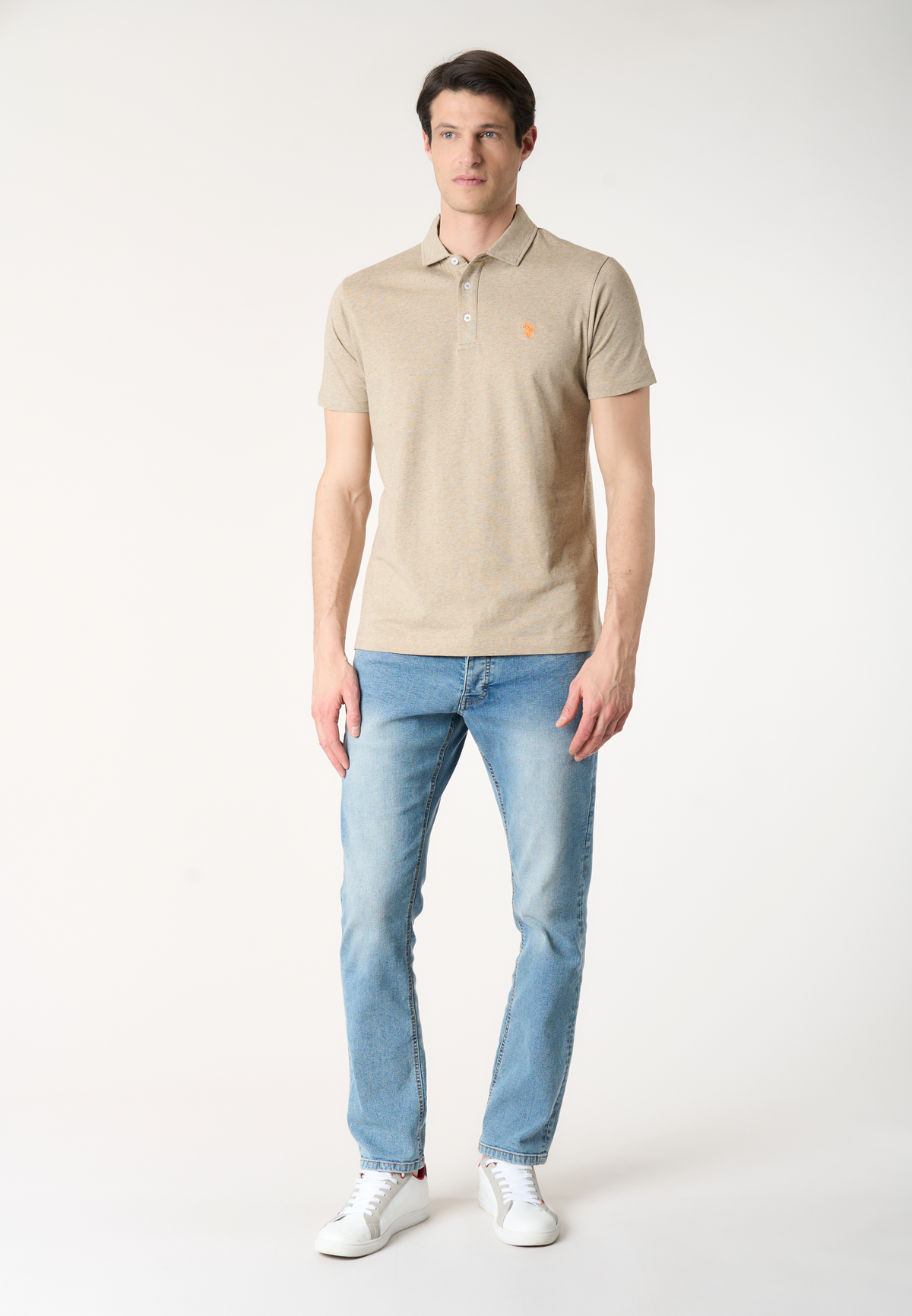 Polo shirt a maniche corte in cotone jersey mélange Premium Quality