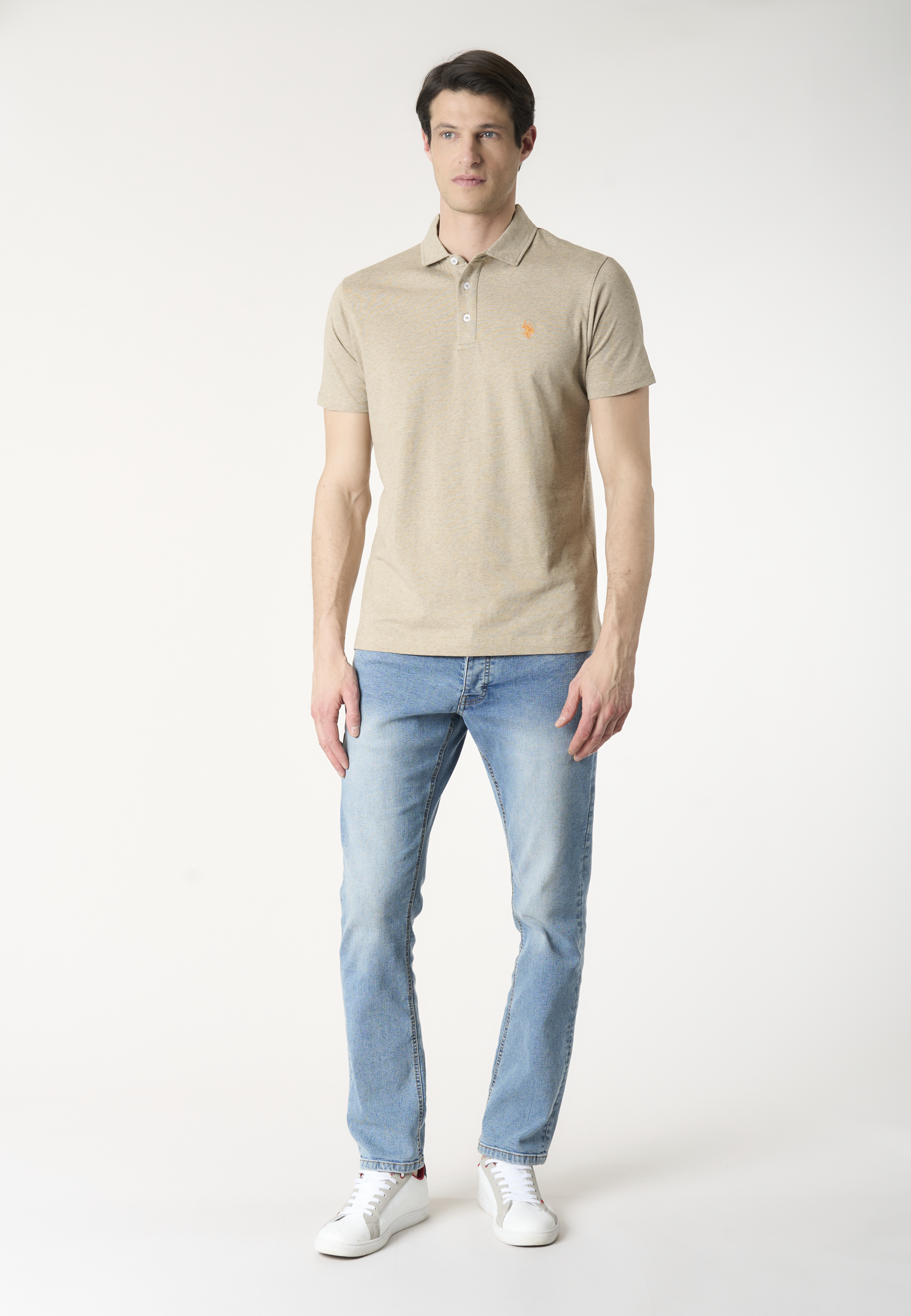 Polo shirt a maniche corte in cotone jersey mélange Premium Quality