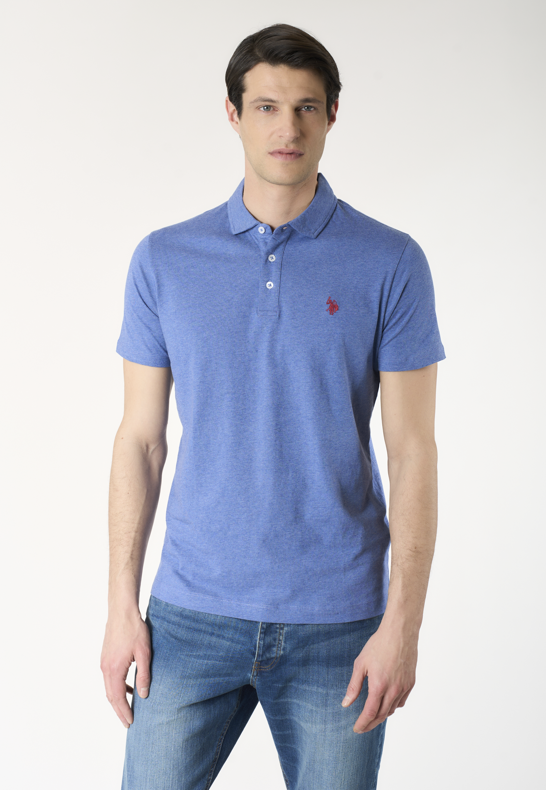 Polo shirt a maniche corte in cotone jersey mélange Premium Quality