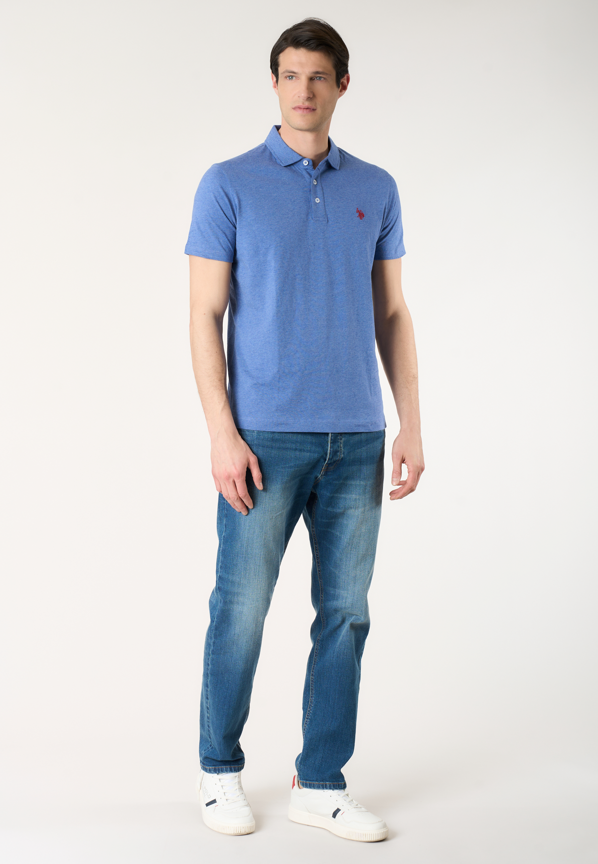 Polo shirt a maniche corte in cotone jersey mélange Premium Quality