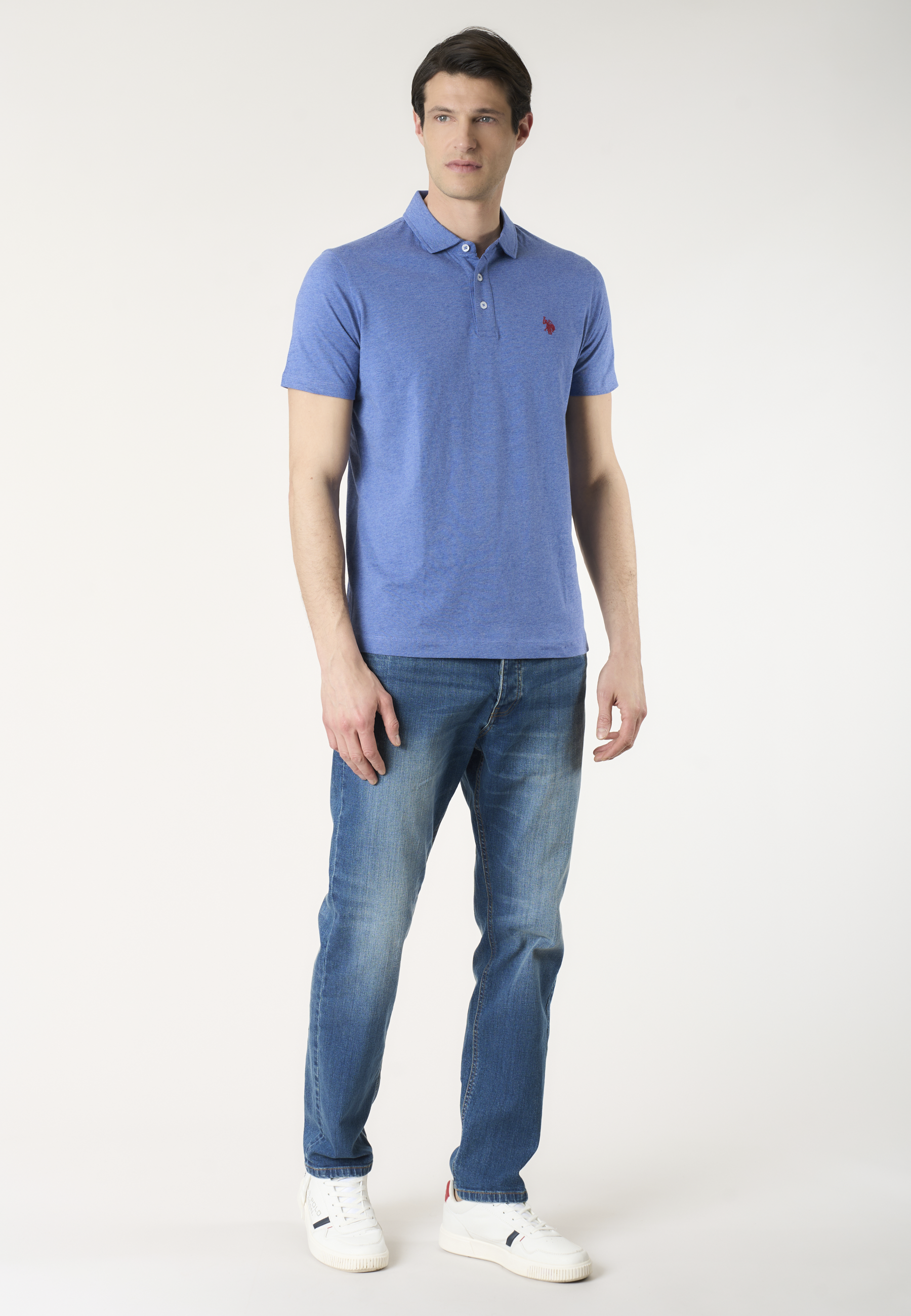Polo shirt a maniche corte in cotone jersey mélange Premium Quality
