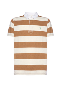 Polo shirt da uomo in cotone melange con righe rugby