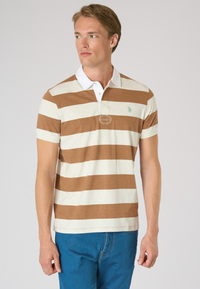 Polo shirt da uomo in cotone melange con righe rugby