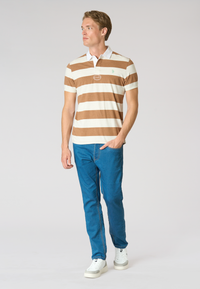 Polo shirt da uomo in cotone melange con righe rugby