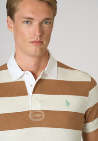 Polo shirt da uomo in cotone melange con righe rugby