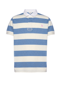 Polo shirt da uomo in cotone melange con righe rugby